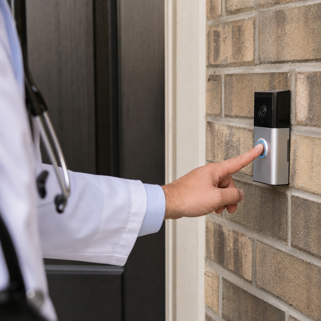 Doctor arriving for a home visit consultation